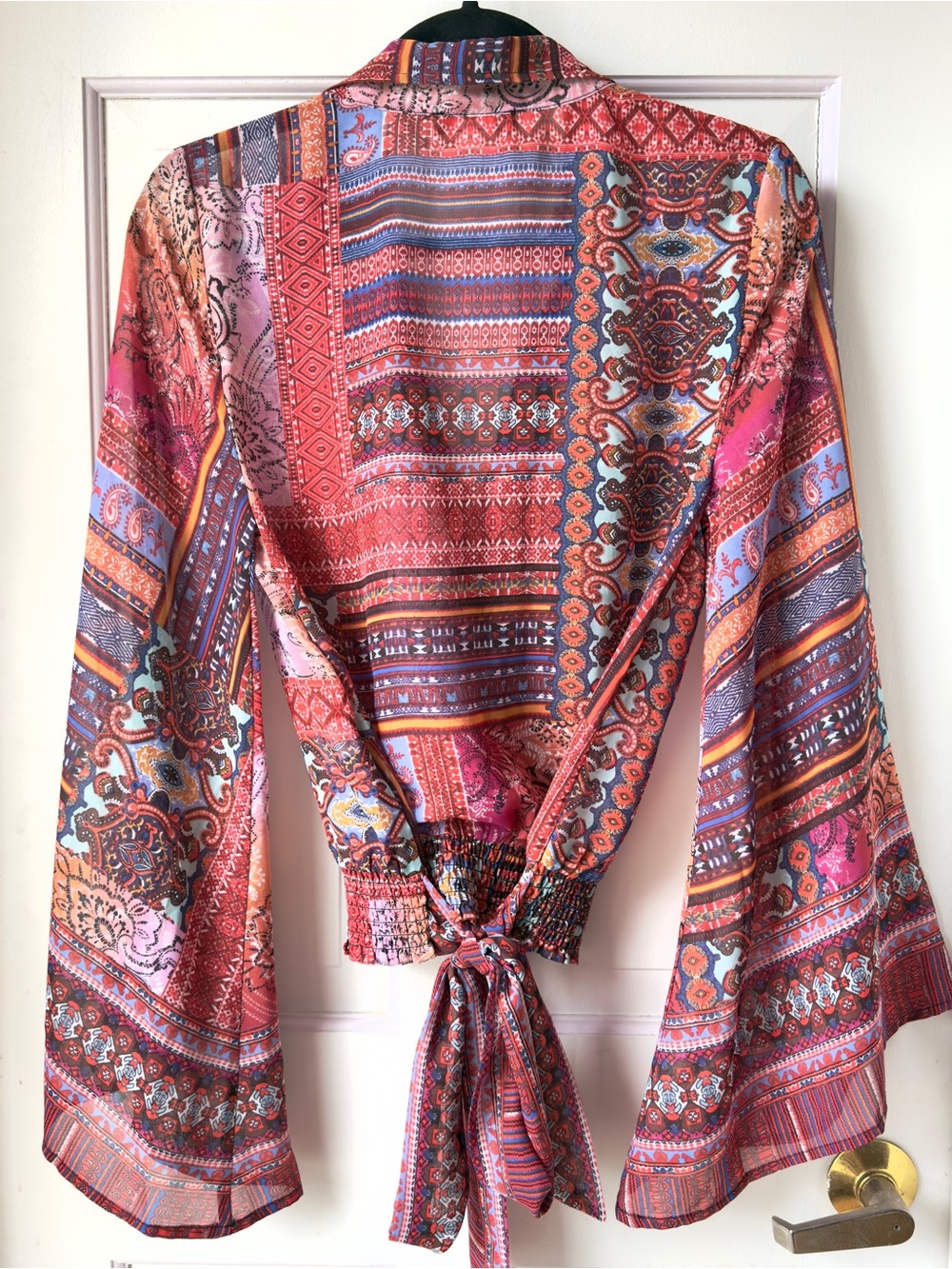 VENUS Patchwork Tie-Front Blouse Size 6 - Picture 4 of 7